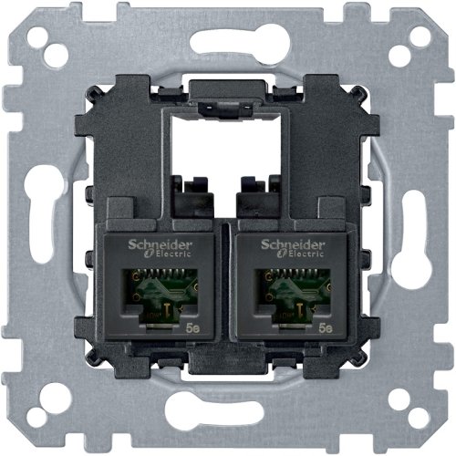 Розетка компьютерная без накладки без рамки Schneider Electric Merten System M 2-м. RJ45+RJ45 5e картинка